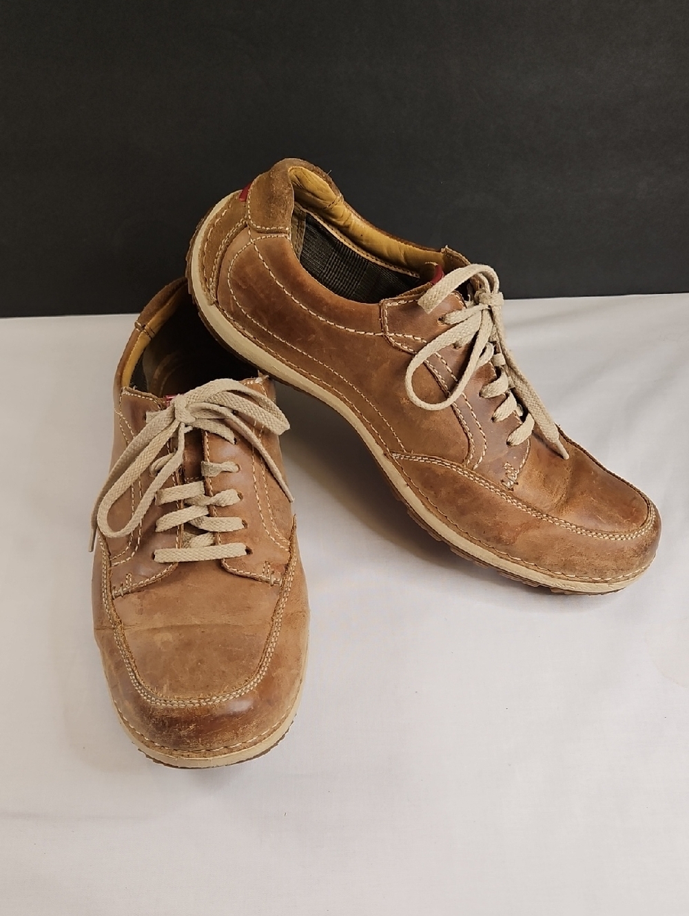 Clarks Shiply Men's Brown Leather/Suede Casual Lace-Up Shoes, Size 10.5